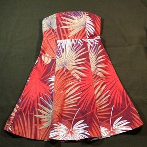 GAP red palm flare dress